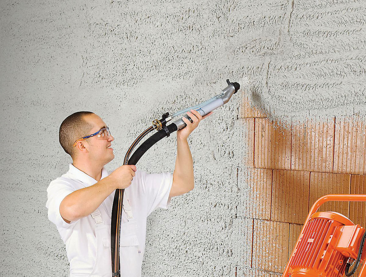 Штукатурка здания механизированным способом